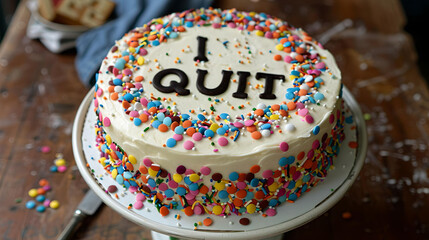 I Quit Cake with Colorful Sprinkles