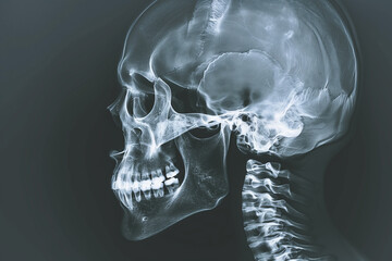 X-Ray Image of Human Skeleton, Detailed Medical Illustration, Radiographic Anatomy, Healthcare and Medical Diagnostics, Bone Structure, Medical Imaging Art, 4K Wallpaper, Poster