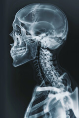 X-Ray Image of Human Skeleton, Detailed Medical Illustration, Radiographic Anatomy, Healthcare and Medical Diagnostics, Bone Structure, Medical Imaging Art, 4K Wallpaper, Poster