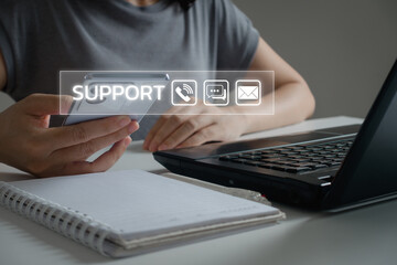 Technical Support Center Customer Service Internet Business Technology Concept. Service support...