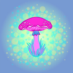 Magic mushrooms mandala seamless pattern. Psychedelic hallucination. Vibrant trippy vector illustration. 60s hippie colorful art. Hand drawn design in ethnic Indian style. yoga mat design.