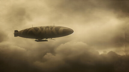 Soaring High: The Grandeur and Beauty of Vintage Zeppelin Travel amidst an Ethereal Sky