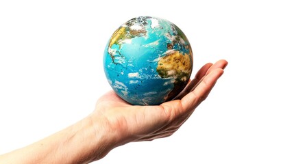 holding globe white background