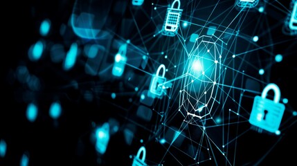 Obraz premium illustration padlock of digital security network