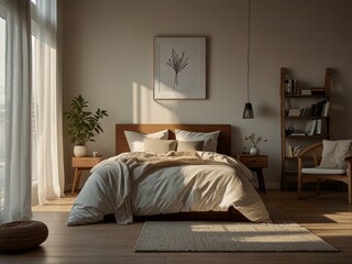 Cozy bedroom in the morning