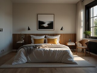 Cozy bedroom in the morning