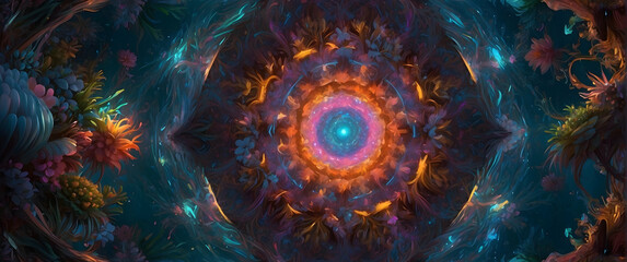 Floral fractal swirl with central eye