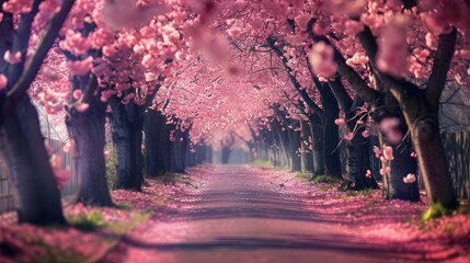  fresh pink blossoms adorning the budding cherry tree