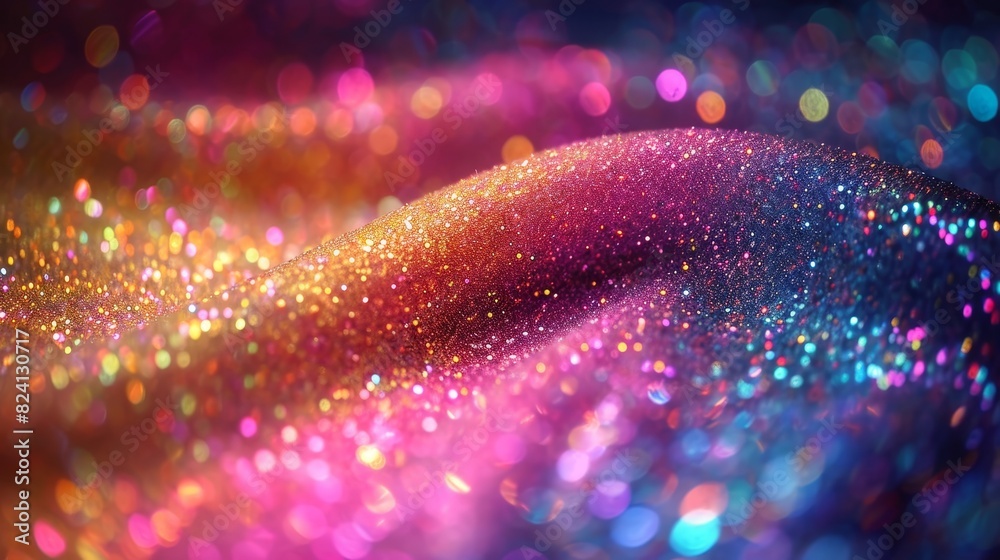 Poster abstract glitter background featuring rainbow dots arranged in a wavy pattern.