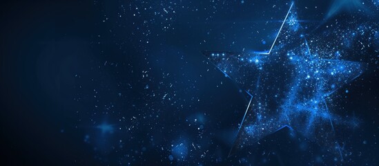 Abstract wireframe low poly blue star, technology design on dark background