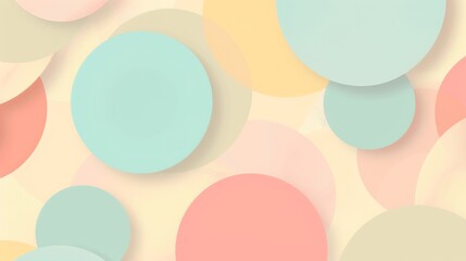 Minimalist Soft Pastel Geometric Shapes Background with Light Circles for Subtle Decoration