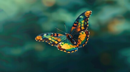 Beautiful butterfly flying on the garden with blur background