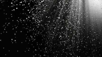 A black and white photo of a cloud of snowflakes.