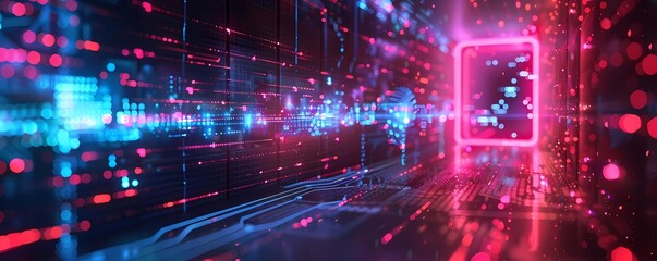 Obraz premium See firewall icon with data streams for network security
