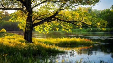 Fototapeta premium landscape of spring winter summer and autumn