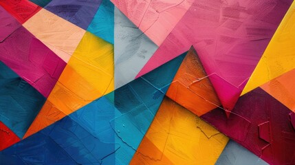 Fototapeta premium Close-up of overlapping geometric shapes in contrasting colors