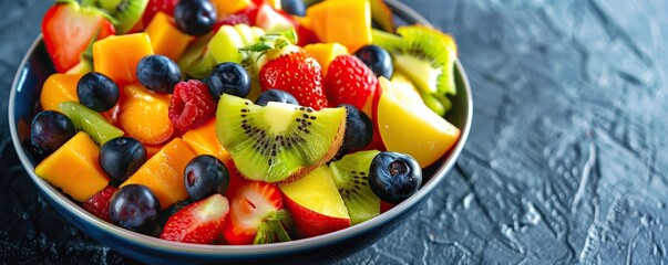 Bowl of salad with healthy fresh fruits