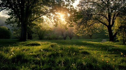 Naklejka premium landscape of spring winter summer and autumn