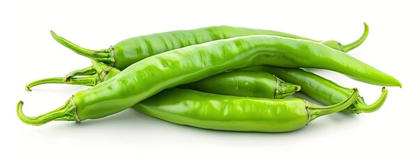 Green chilies isolated on white background