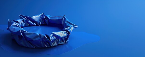 A spill containment berm isolated on a royal blue background with space for text