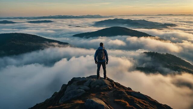 silhouette of a person on a mountain top