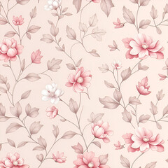 seamless pattern with pink flowers
