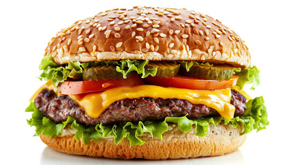 Cheeseburger with Melted Cheese - Burger, Bacon, Picles and Salad