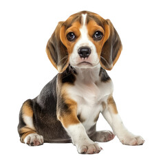 Cute beagle puppy isolated on transparent background.