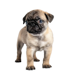 Obraz premium Cute pug puppy isolated on transparent background.