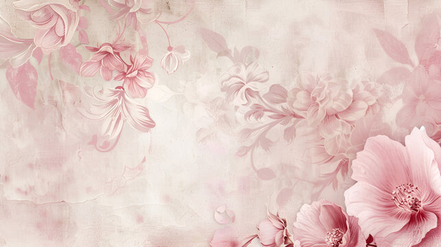 fondo en tono rosa pastel floreado con flores en marca de agua con espacio para copiar o invitacion digital dise&ntilde;o para fondo