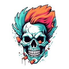 Obraz premium skull american style isolate white background