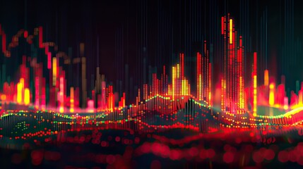 chart of investment financial data. Graph stock market with rising candlesticks.