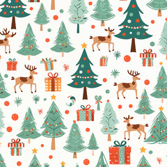 christmas tree and decoration on white background