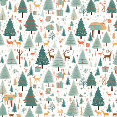 christmas tree and decoration on white background