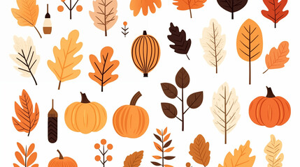 autumn leaves on white background  