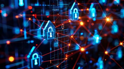 illustration abstract padlock digital security