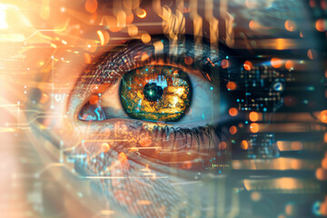 Digital vision concept - human eye and futuristic interface