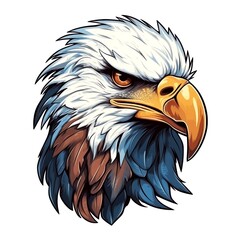 illustration art head of eagle isolated on white background
