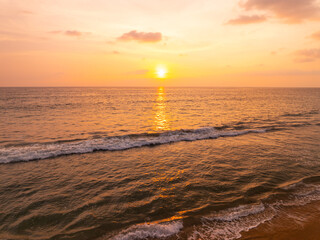 Sunset or sunrise light over sea,Amazing landscape colorful sky background