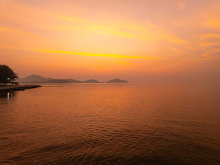 Fototapeta premium Sunset or sunrise light over sea,Amazing landscape colorful sky background