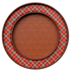 Naklejka premium Wooden frame with red checkered texture in realistic 3d render with transparent background