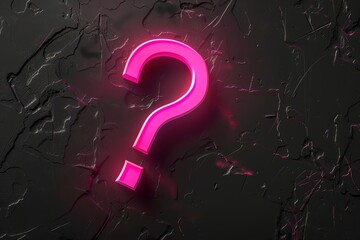 glowing neon pink question mark on black background curiosity and uncertainty concept