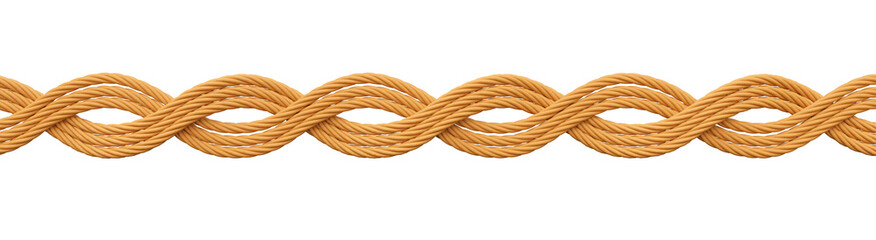 Rope Braided wooden in realistic 3D rendering with transparent background
