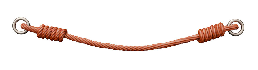 Rope with handle in realistic 3D rendering with transparent background