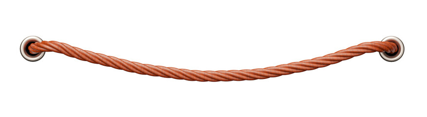 Rope with connection in realistic 3D rendering with transparent background