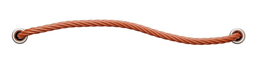 Rope with connection in realistic 3D rendering with transparent background