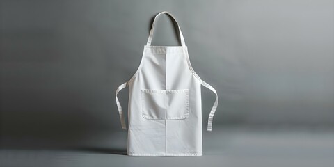 Mockup of a white apron on a blank background for showcasing products and branding. Concept Product Display, Brand Promotion, White Apron Mockup, Photography Props