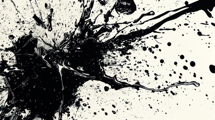 illustration splash ink and brush on white background
