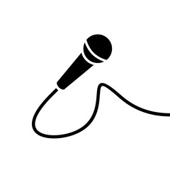 Reporter microphone (mike) icon. Symbol of voice or sound. Pictogram for turning the sound on and off. An attribute of a singer, speaker, or announcer.