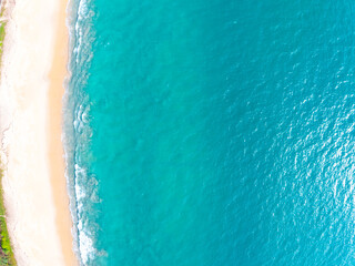 Beautiful beach sea in summer season,Travel and nature environment concept,Sea beach background Top view image from drone